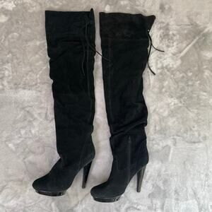 Steve Madden Womens Thigh High Stiletto Boots  Sz 10 Leather Suede Slouchy Boho